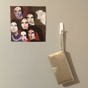 Silver wicker wristlet wallet